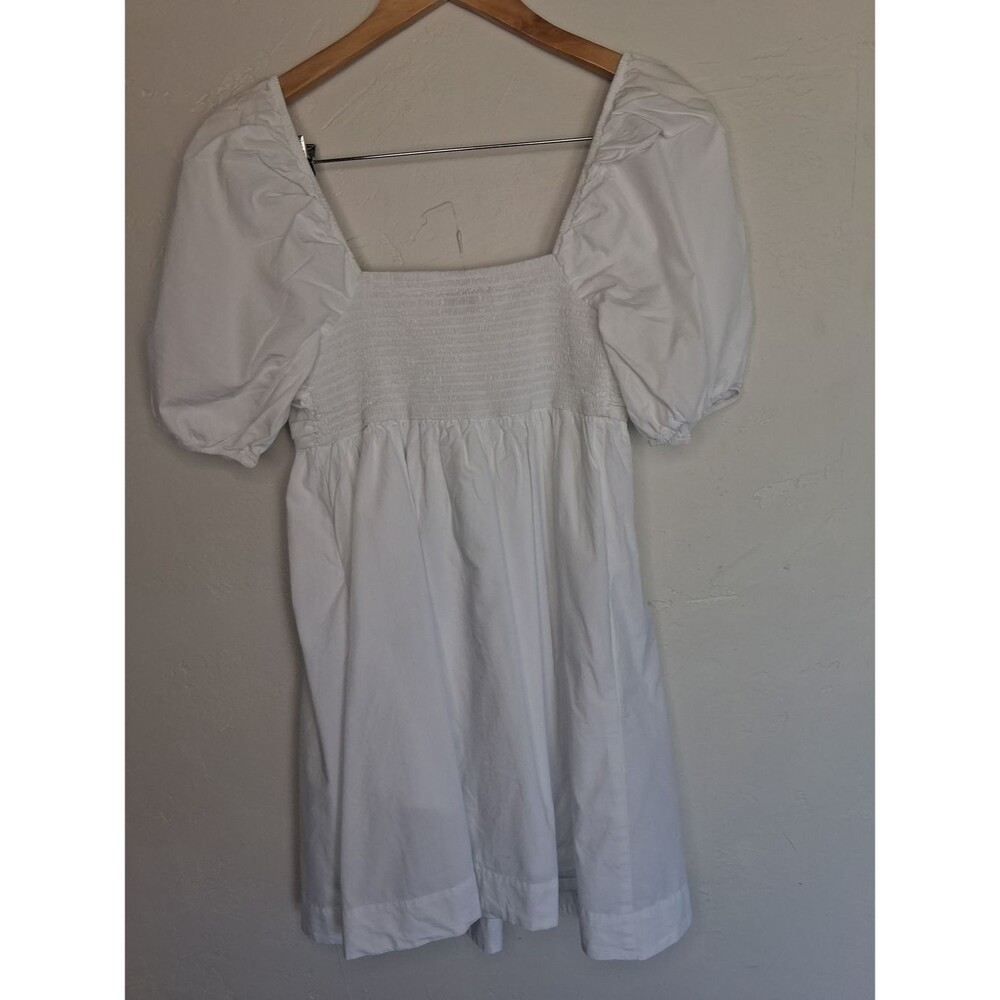 Free Assembly White Puff Sleeve Mini Dress Women's Sz Sm Cottagecore Babydoll - Picture 6 of 8